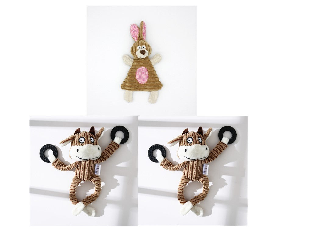 Pet Toy Donkey Shape Corduroy Chew Toy For Dogs and Puppy