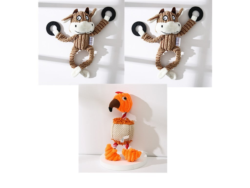 Pet Toy Donkey Shape Corduroy Chew Toy For Dogs and Puppy